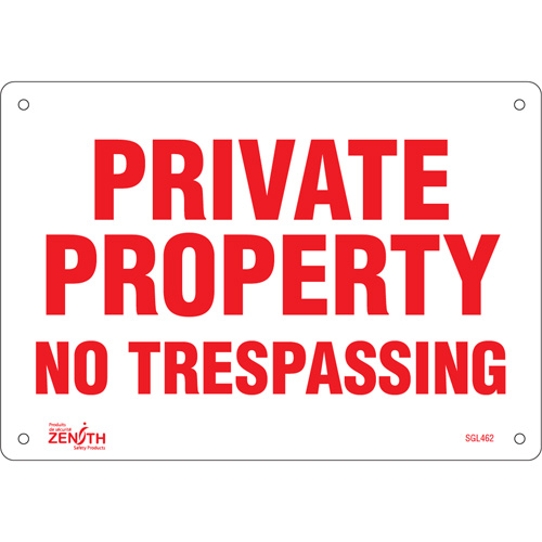 Enseigne Private Property, 7" x 10", Plastique, Anglais PB Rental Co. Ltd.