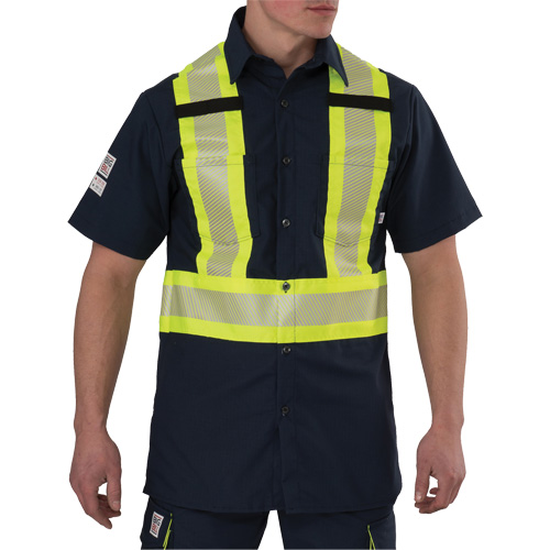 Chemise &agrave; manches courtes haute visibilit&eacute; r&eacute;sistant &agrave; la d&eacute;chirure, Polyester, Petit, Bleu marin PB Rental Co. Ltd.