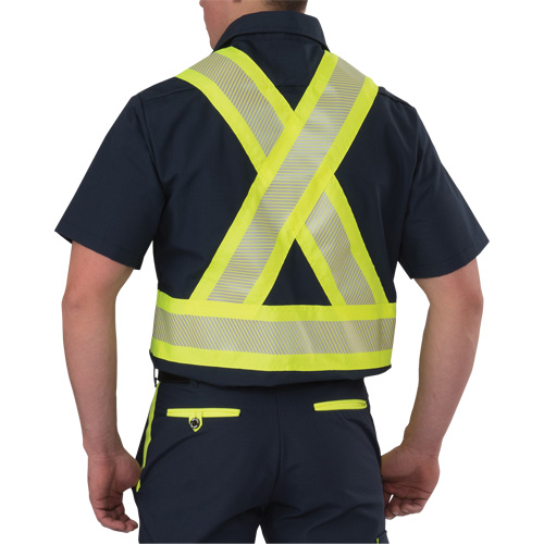 Chemise &agrave; manches courtes haute visibilit&eacute; r&eacute;sistant &agrave; la d&eacute;chirure, Polyester, Petit, Bleu marin PB Rental Co. Ltd.