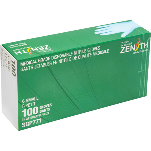 Gants jetables de calibre m&eacute;dical r&eacute;sistants &agrave; la perforation, T-petit, Nitrile, 4,5 mils, Sans poudre, Bleu, Classe 2 PB Rental Co. Ltd.