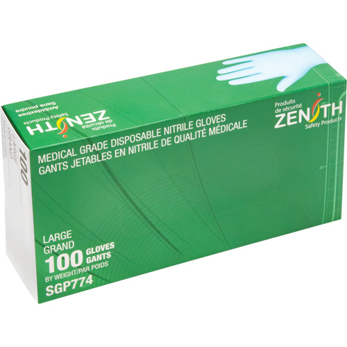 Gants jetables de calibre m&eacute;dical r&eacute;sistants &agrave; la perforation, Grand, Nitrile, 4,5 mils, Sans poudre, Bleu, Classe 2 PB Rental Co. Ltd.