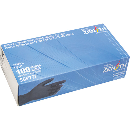 Gants jetables de calibre m&eacute;dical r&eacute;sistants &agrave; la perforation, Petit, Nitrile, 5 mils, Sans poudre, Noir, Classe 2 PB Rental Co. Ltd.