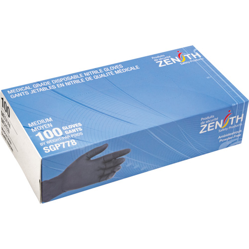 Puncture-Resistant Medical-Grade Disposable Gloves, Medium, Nitrile, 5-mil, Powder-Free, Black, Class 2 PB Rental Co. Ltd.