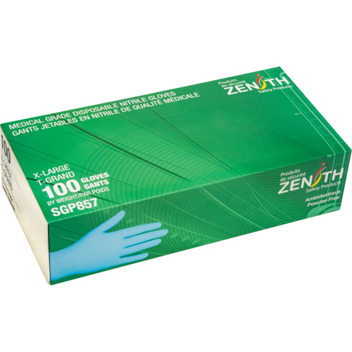 Gants jetables de calibre m&eacute;dical r&eacute;sistants &agrave; la perforation, T-Grand, Nitrile, 3,5 mils, Sans poudre, Bleu, Classe 2 PB Rental Co. Ltd.