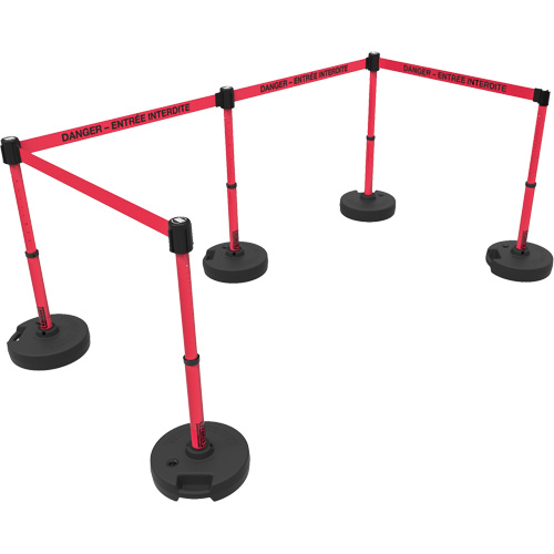 Ensemble de montants pour barri&egrave;re Plus, Plastique, 42" h, Ruban Rouge, Longueur du ruban 15' PB Rental Co. Ltd.