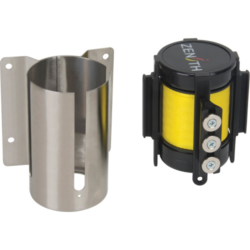 Wall Mount Barrier with Magnetic Tape, Steel, Screw Mount, 12', Yellow Tape PB Rental Co. Ltd.