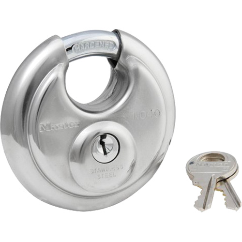 Shrouded Disc Padlock, Silver, Keyed Different, Stainless Steel, 2-3/4" Width PB Rental Co. Ltd.