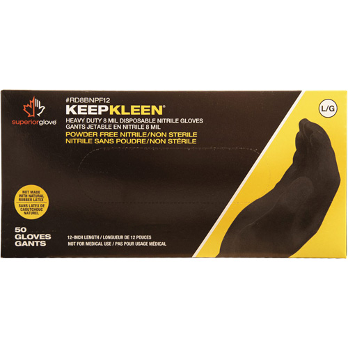 Gants jetables KeepKleen, Grand, Nitrile, 8 mils, Sans poudre, Noir PB Rental Co. Ltd.