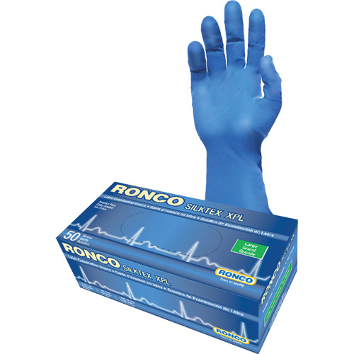Gant d'examen extra long SilkTex XPL, Grand, Latex, 13 mils, Sans poudre, Bleu, Classe 2 PB Rental Co. Ltd.