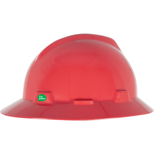 Casque de s&eacute;curit&eacute; &agrave; bord complet V-Gard GREEN avec fentes, R&eacute;pond aux normes CSA type 1, Suspension Rochet PB Rental Co. Ltd.
