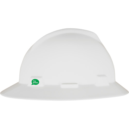 Casque de s&eacute;curit&eacute; &agrave; bord complet V-Gard GREEN avec fentes, R&eacute;pond aux normes CSA type 1, Suspension Rochet PB Rental Co. Ltd.