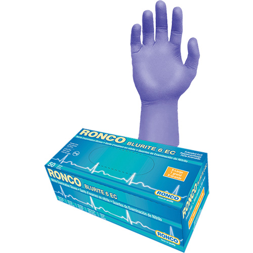 Blurite 6 EC Extended Cuff Examination Gloves, Small, Nitrile, 6-mil, Powder-Free, Purple, Class 2 PB Rental Co. Ltd.