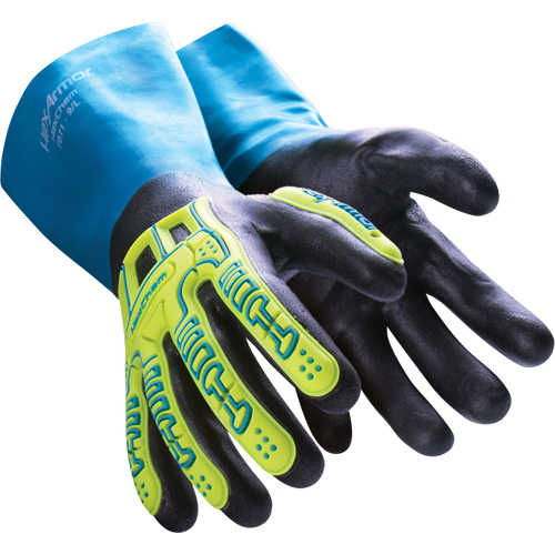 Gants r&eacute;sistants aux produits chimiques HexChem, Taille 6/T-petit, Nitrile PB Rental Co. Ltd.