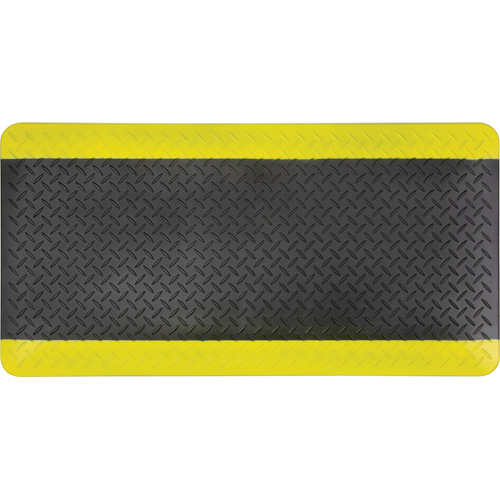 Anti-Fatigue Matting, Diamond, 1-2/3' x 3-1/4' x 3/4", Black/Yellow, Polyurethane PB Rental Co. Ltd.