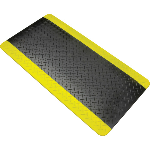 Anti-Fatigue Matting, Diamond, 1-2/3' x 3-1/4' x 3/4", Black/Yellow, Polyurethane PB Rental Co. Ltd.