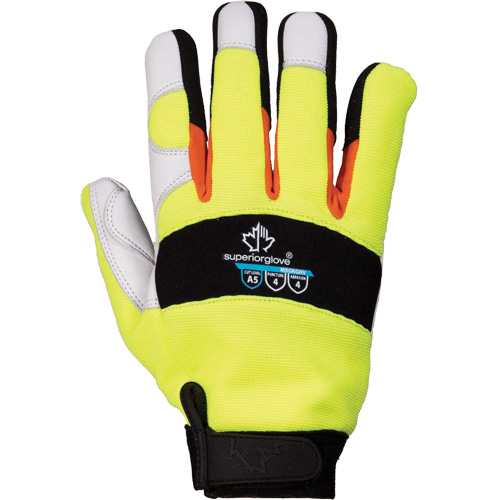Gants de m&eacute;canicien &agrave; haute visibilit&eacute; ClutchGear, Paume Cuir fleur de ch&egrave;vre, Taille Moyen PB Rental Co. Ltd.