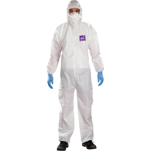 Combinaison 3 pi&egrave;ces avec capuchon AlphaTec Microchem r&eacute;sistant aux produits chimiques, 2T-Grand, Blanc PB Rental Co. Ltd.