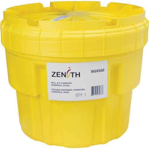 Trousse d'&eacute;quipement de lutte contre les d&eacute;versements, Huile seulement/Universel, Overpack, Absorbance de 20 gal. US PB Rental Co. Ltd.