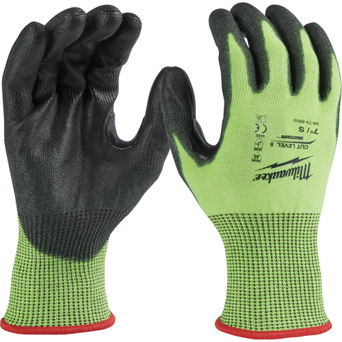 Gants &agrave; haute visibilit&eacute; enduits par trempage, Taille Petit, Calibre 15, Rev&ecirc;tement Polyur&eacute;thane, Enveloppe en Poly&eacute;thyl&egrave;ne, ASTM ANSI niveau A5 PB Rental Co. Ltd.