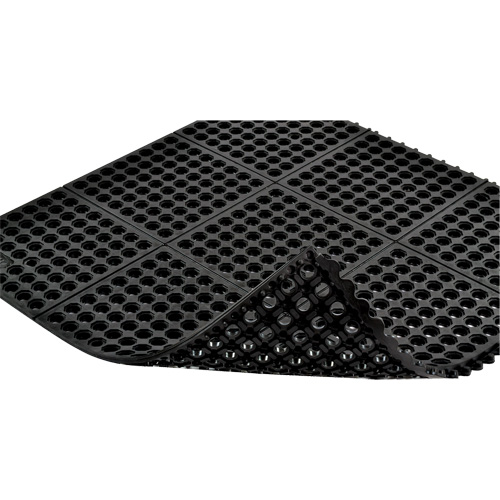 Cushion-Ease&reg; 550 Interlocking Anti-Fatigue Mat, Slotted, 3' x 3' x 3/4", Black, Rubber PB Rental Co. Ltd.