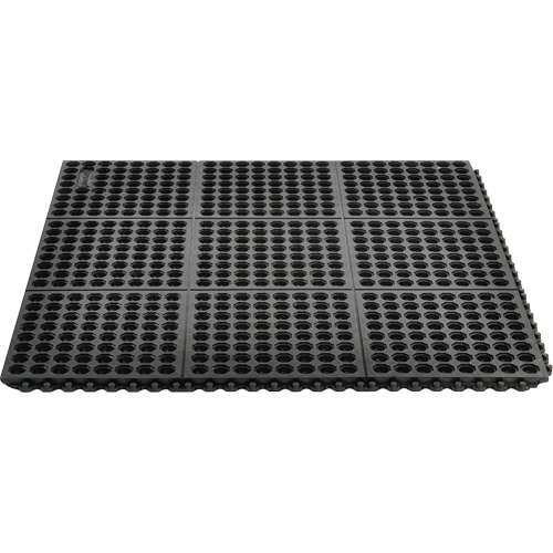 Cushion-Ease&reg; 550 Interlocking Anti-Fatigue Mat, Slotted, 3' x 3' x 3/4", Black, Rubber PB Rental Co. Ltd.