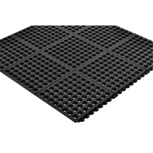 Cushion-Ease&reg; 550 Interlocking Anti-Fatigue Mat, Slotted, 3' x 3' x 3/4", Black, Rubber PB Rental Co. Ltd.