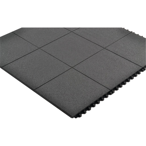 Cushion-Ease&reg; Interlocking Anti-Fatigue Mat, Pebbled, 3' x 3' x 3/4", Black, Natural Rubber PB Rental Co. Ltd.
