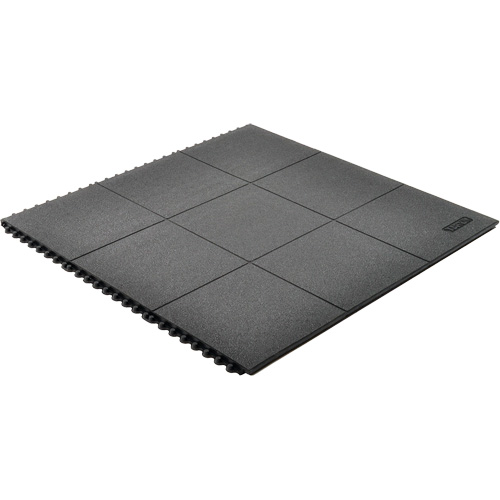 Cushion-Ease&reg; Interlocking Anti-Fatigue Mat, Pebbled, 3' x 3' x 3/4", Black, Natural Rubber PB Rental Co. Ltd.