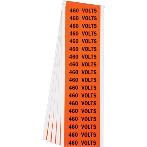 "460 Volts" Conduit & Voltage Labels, 1/2" x 2-1/4", Cloth/Vinyl, English PB Rental Co. Ltd.
