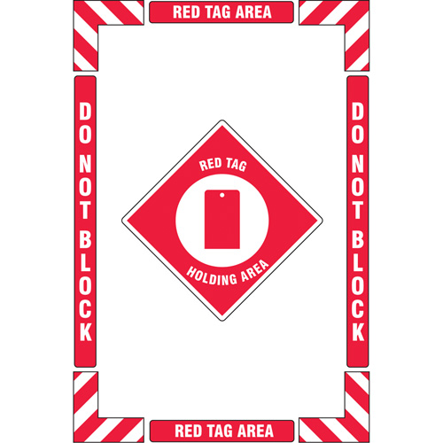 Trousse de marquage du sol ?Red Tag Holding Area? (zone de stockage des &eacute;tiquettes rouges), Adh&eacute;sif, Anglais avec pictogramme PB Rental Co. Ltd.