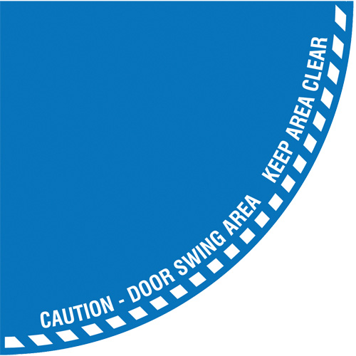 Signalisation au sol ?Caution? (attention) pour porte battante en quart de cercle, Adh&eacute;sif, Anglais avec pictogramme PB Rental Co. Ltd.