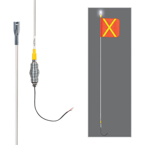 Safety Whip&reg; All-Weather Super-Duty Warning Whips with Constant LED Light, Spring Mount, 5' High, Orange with Reflective PB Rental Co. Ltd.