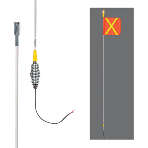 Safety Whip&reg; All-Weather Super-Duty Warning Whips with Constant LED Light, Spring Mount, 12' High, Orange with Reflective PB Rental Co. Ltd.