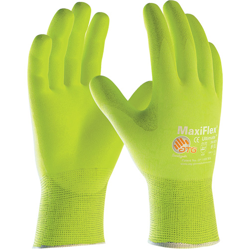 ATG MaxiFlex&reg; Ultimate High Visibility Seamless Gloves, Large, Nitrile Coating, 15 Gauge, Nylon/Elastane Shell PB Rental Co. Ltd.