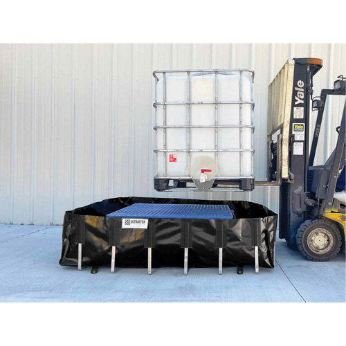 Berme de confinement des d&eacute;versements Ultra-IBC Berm, Capacit&eacute; 400 gal. US, 6' la x 6' lo x 18" h, Support en L PB Rental Co. Ltd.