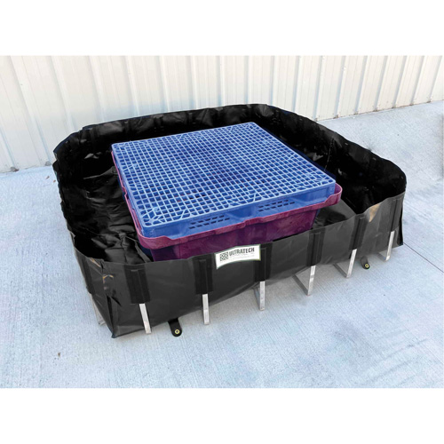 Berme de confinement des d&eacute;versements Ultra-IBC Berm, Capacit&eacute; 400 gal. US, 6' la x 6' lo x 18" h, Support en L PB Rental Co. Ltd.