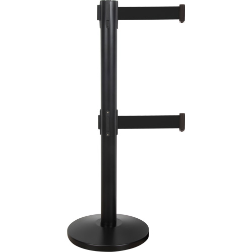 Barri&egrave;re pour le contr&ocirc;le des foules &agrave; courroie double, Acier, 35" h, Ruban Noir, Longueur du ruban 7' PB Rental Co. Ltd.
