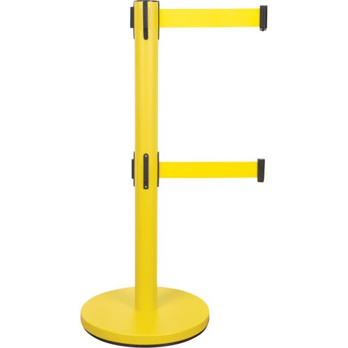 Dual Belt Crowd Control Barrier, Steel, 35" H, Yellow Tape, 7' Tape Length PB Rental Co. Ltd.