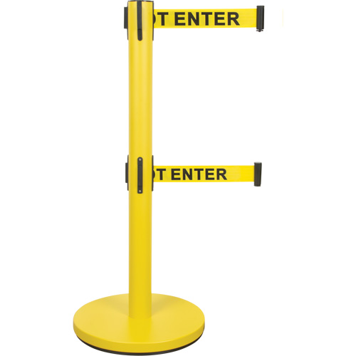 Dual Belt Crowd Control Barrier, Steel, 35" H, Yellow Tape, 7' Tape Length PB Rental Co. Ltd.