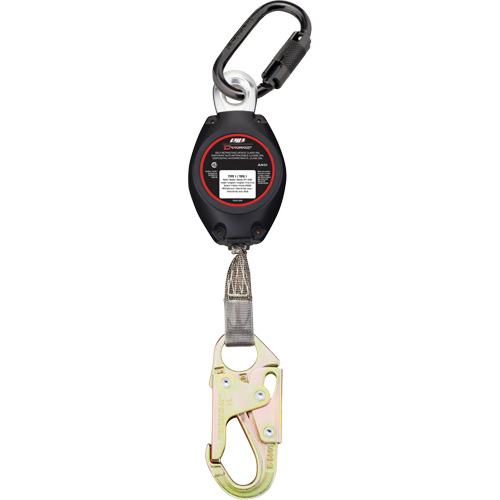 Cordage de s&eacute;curit&eacute; autor&eacute;tractable avec petit mousqueton Dynamic, 7', Polyester, Pivotant PB Rental Co. Ltd.
