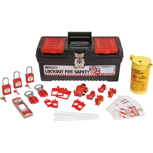 Trousse de cadenassage et d&eacute;tiquetage &eacute;lectrique avec cadenas de s&eacute;curit&eacute; en nylon dans une boîte &agrave; outils, Ensemble &eacute;lectrique, 33 composants compris PB Rental Co. Ltd.