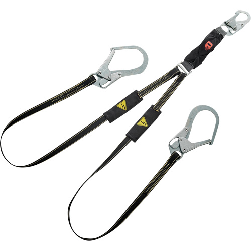 Longe &agrave; amortisseur d'&eacute;nergie pour le soudage V-Series, 6', Point d'ancrage &agrave; Crochet d'armature, Crochet mousqueton aux jambes, Kevlar/M&eacute;tal/Nylon PB Rental Co. Ltd.
