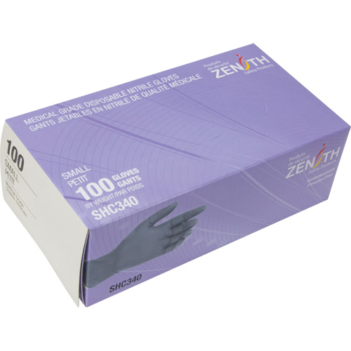 Gants jetables de calibre m&eacute;dical, Petit, Nitrile, 6 mils, Sans poudre, Noir, Classe 2 PB Rental Co. Ltd.