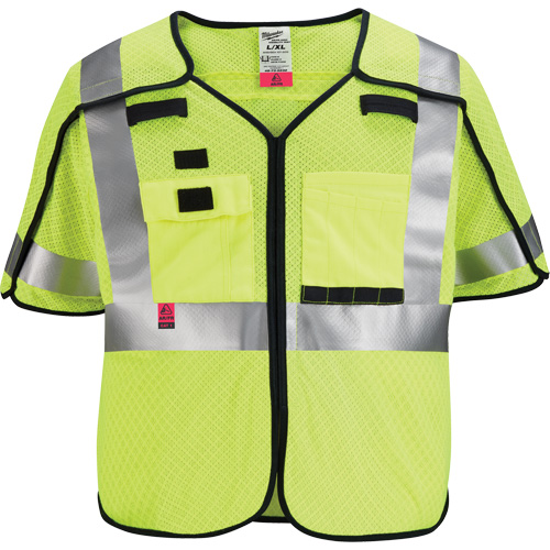 Gilet de s&eacute;curit&eacute; &agrave; maille d&eacute;tachable, Noir/Jaune lime haute visibilit&eacute;, Moyen/Petit PB Rental Co. Ltd.