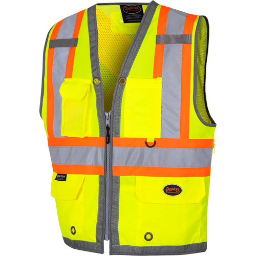 6673 Mesh-Back Zip-Front Surveyor's Vest, High Visibility Lime-Yellow, Small, Polyester PB Rental Co. Ltd.