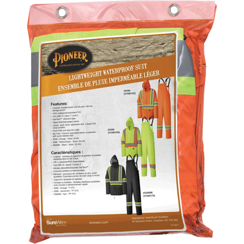 5598 Combinaison de pluie imperm&eacute;able et l&eacute;g&egrave;re, Polyester/PVC, Petit, Orange haute visibilit&eacute; PB Rental Co. Ltd.