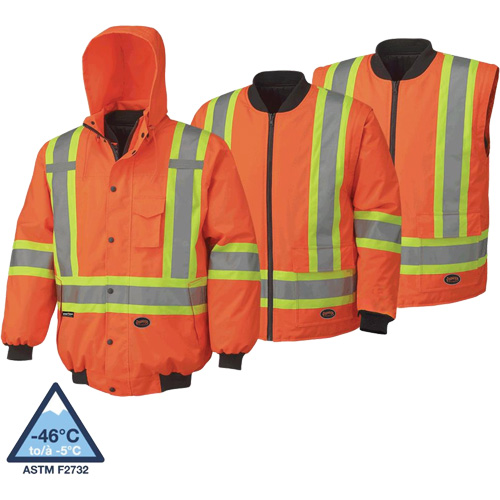 5022 Veste aviateur imperm&eacute;able 7 en 1, Polyester, Orange haute visibilit&eacute;, T-petit PB Rental Co. Ltd.