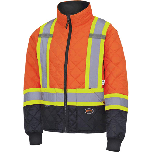 5015 Manteau matelass&eacute; pour cong&eacute;lateur, Polyester, Noir/Orange haute visibilit&eacute;, T-petit PB Rental Co. Ltd.