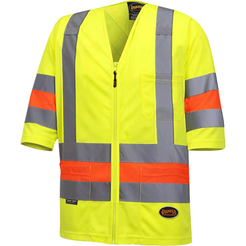 6019 Chandail de circulation &agrave; manches courtes  Qu&eacute;bec, Polyester, T-petit, Jaune lime haute visibilit&eacute; PB Rental Co. Ltd.