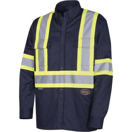4414 Button-Down Work Shirt, Poly-Cotton, Small, Navy Blue PB Rental Co. Ltd.